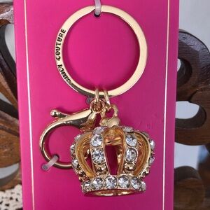 NWT Juicy Couture Gold Embellished Crown Keychain/Handbag Charm
